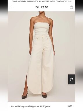 DL1961 Rori Wide Leg Barrel High Rise 31.5" Jeans in Malbec Size 26